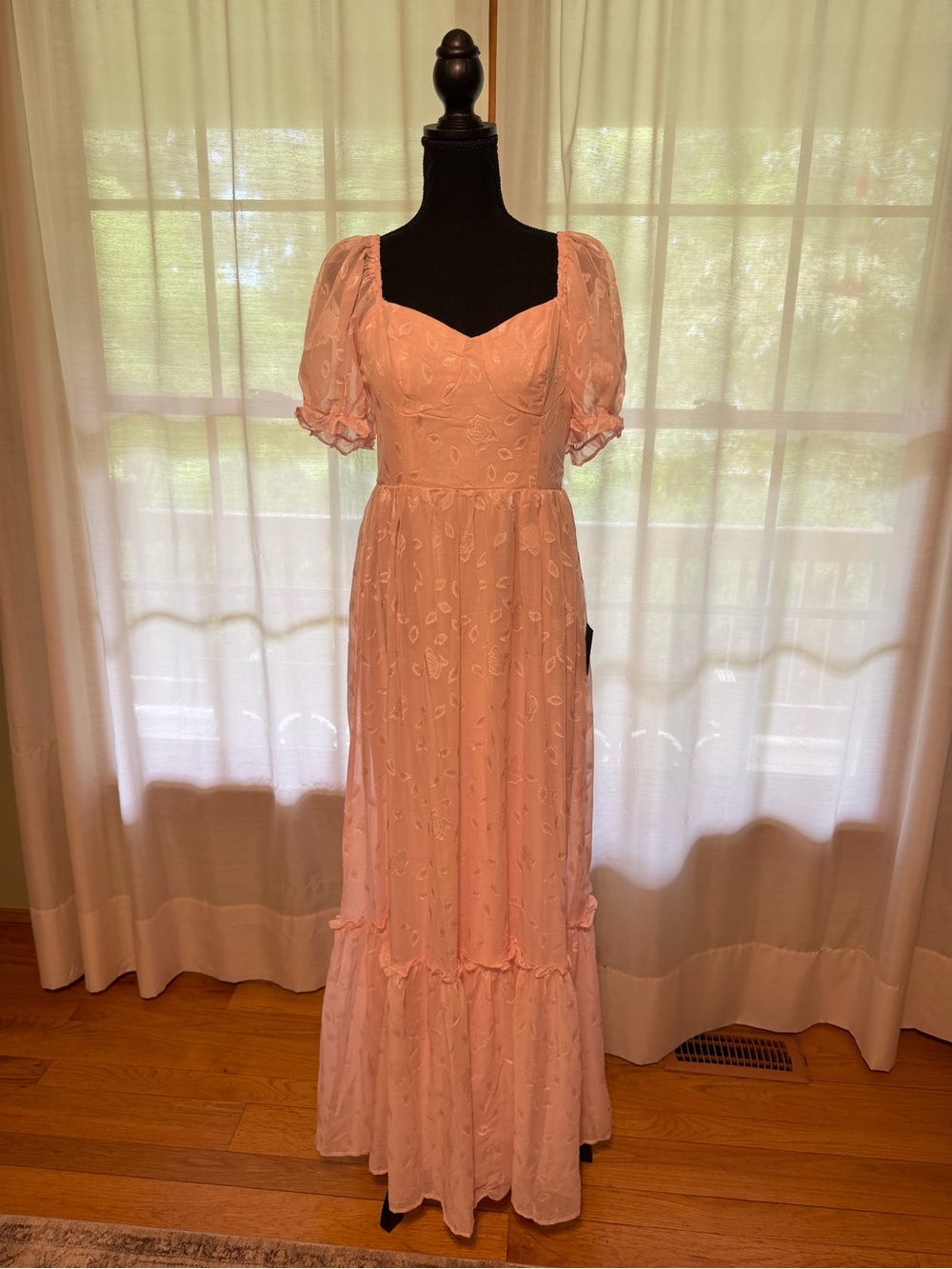 NWT Lulu's Phenomenal Sweetness Pink Floral Burnout Bustier Maxi Dress - Picture 5 of 10